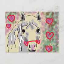 Horse valentines holiday postcard