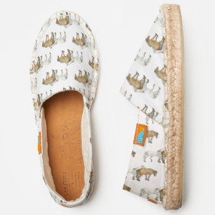 Horse Vintage Equestrian Western Brown White Espadrilles