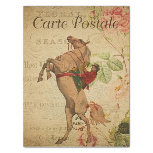 Horse Vintage Floral Postcard Tissue Paper