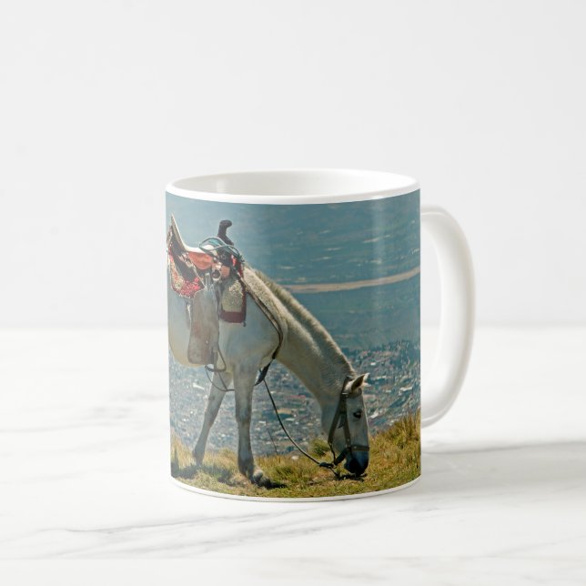 Horse & volcano, Quito, Ecuador Coffee Mug (Front Right)