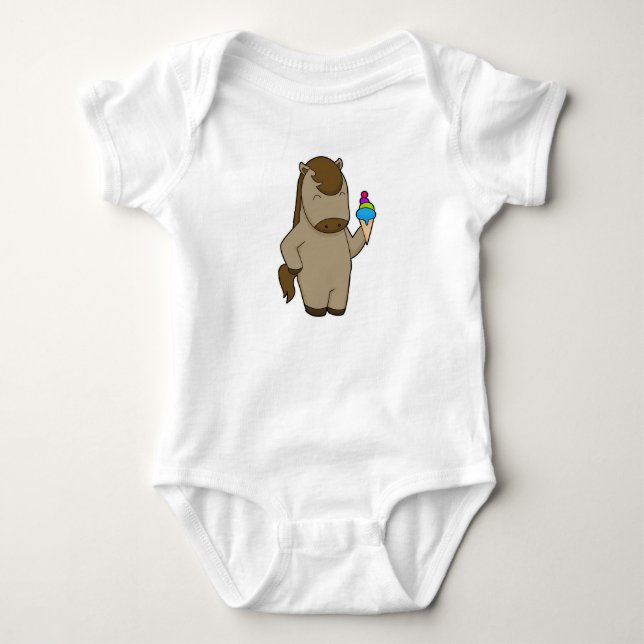 Horse Waffle ice cream Baby Bodysuit (Front)