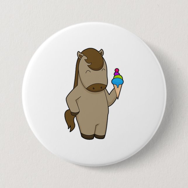 Horse Waffle ice cream Button (Front)