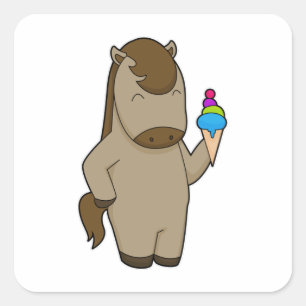 Horse Waffle ice cream Square Sticker