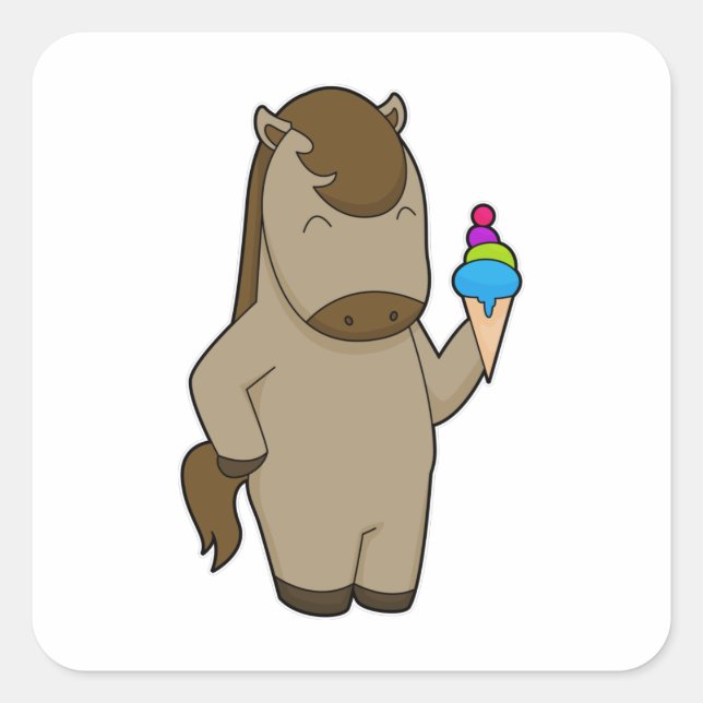 Horse Waffle ice cream Square Sticker (Front)