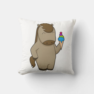 Horse Waffle ice cream Throw Pillow