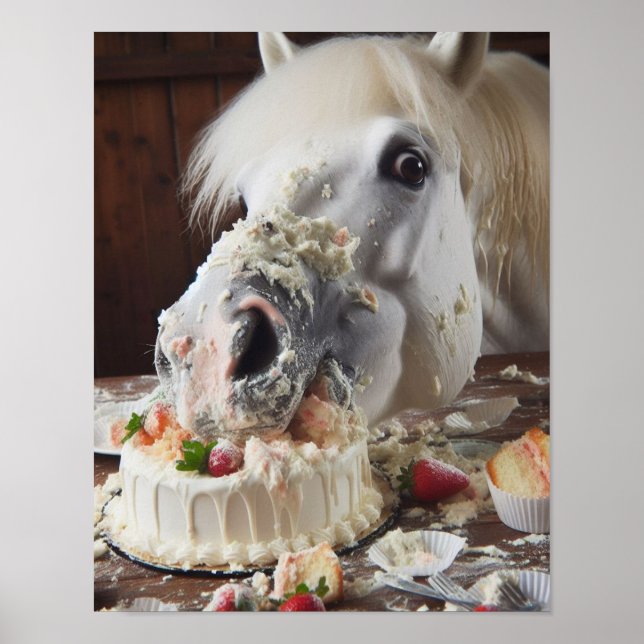 Horse Wall Art, Horse Birthday Party, Funny Horse  Poster (Front)