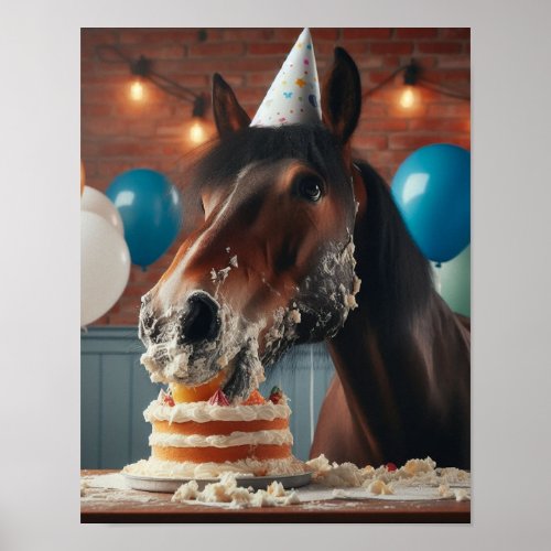 Horse Wall Art Horse Birthday Party Funny Horse  Poster