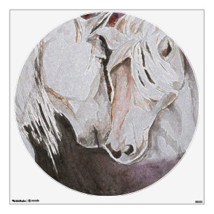 Horse Wall Decal- Watercolor Style, Peach 30x30 Sticker