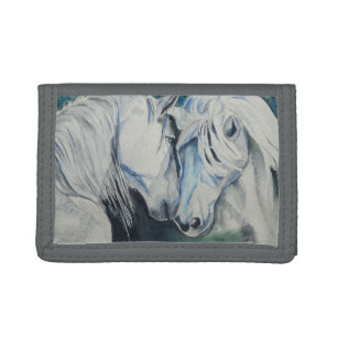 Horse Wallet- Watercolor Style, Blue Tri-fold Wallet