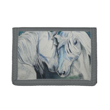 Horse Wallet- Watercolor Style  Blue Tri-fold Wallet by PortraitsbyAbbyanna at Zazzle