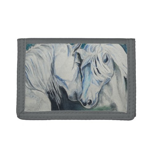 Horse Wallet_ Watercolor Style Blue Tri_fold Wallet