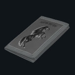 Horse Wallet with Custom Text<br><div class="desc">Wallets with Upright Black Wild Horse - Black and White Drawing Animal Art Mustang Horses by MIGNED - Add Your Unique Text - Resize and move or remove elements with customization tool !</div>