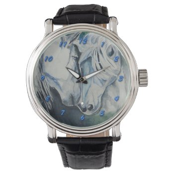 Horse Watch  Blue With Blue Numbers Watch by PortraitsbyAbbyanna at Zazzle