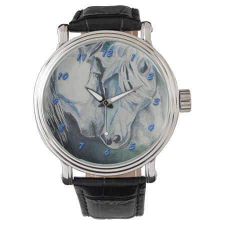 Horse Watch, Blue With Blue Numbers Watch
