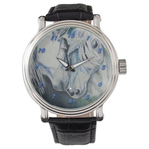 Horse Watch Blue with Blue Numbers Watch