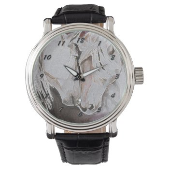 Horse Watch  Peach/pink With Black Numbers Watch by PortraitsbyAbbyanna at Zazzle