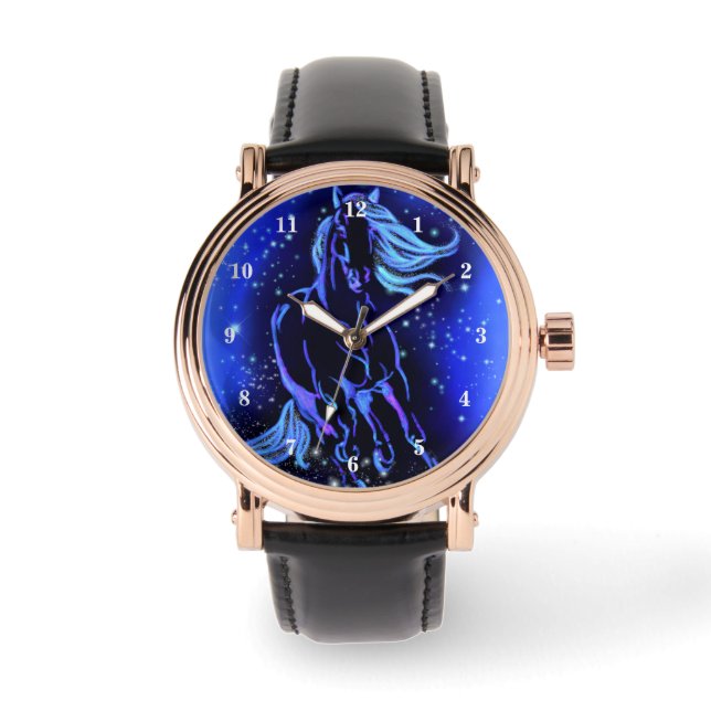 Horse Watch Running In Blue Starry Night (Front)