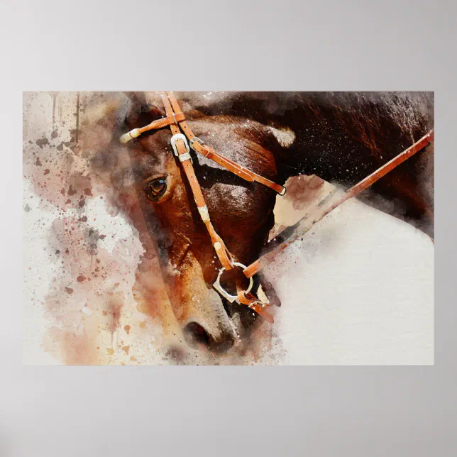 Horse Watercolor Art Poster | Zazzle