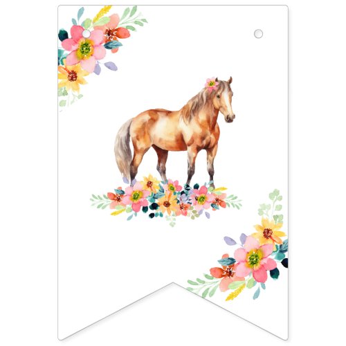 Horse Watercolor Birthday Party Pony Bunting Flags