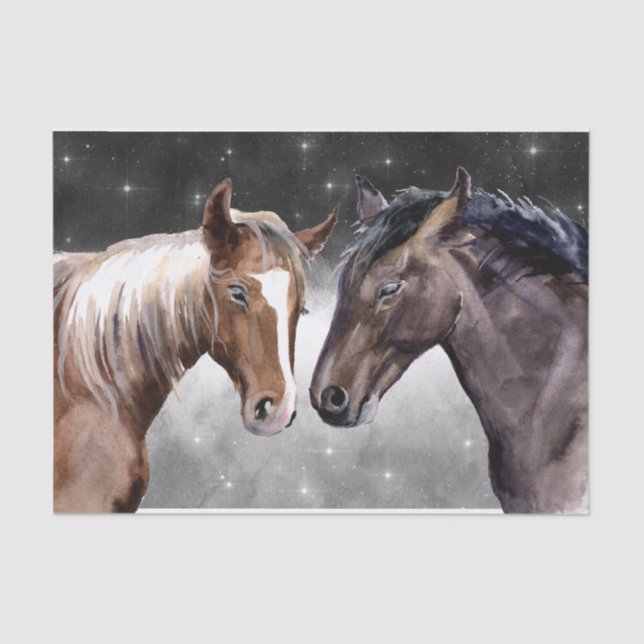 Horse Watercolor Night Sky Tissue Paper (Front)