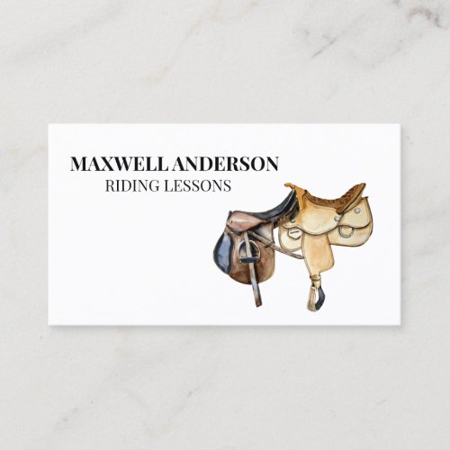 Horse Watercolor Riding Equestrian Saddle  Business Card