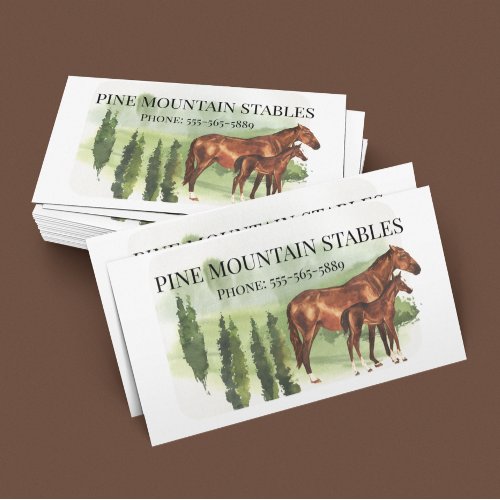 Horse Watercolor Riding Stables Western  Business Card