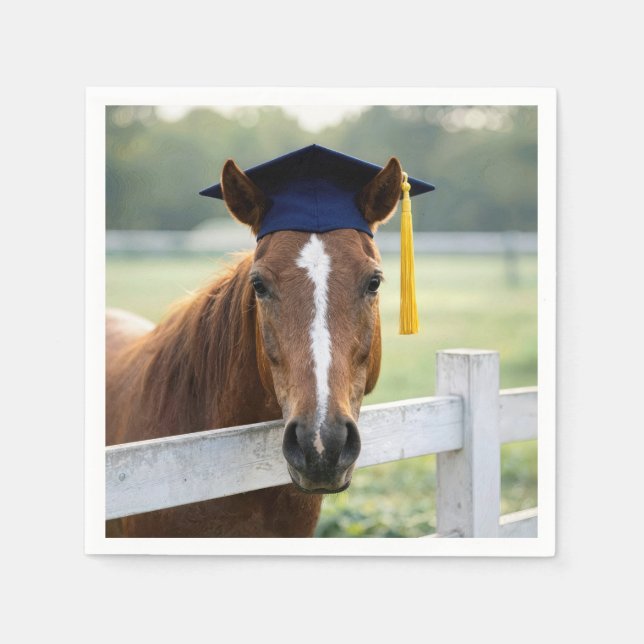 Horse Wearing a Graduate Cap Napkins (Front)
