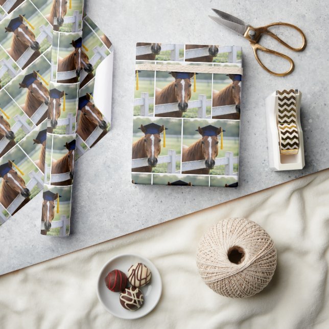 Horse Wearing a Graduate Cap Wrapping Paper (Crafts)