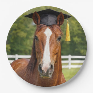Horse Wearing a Graduation Cap Paper Plates