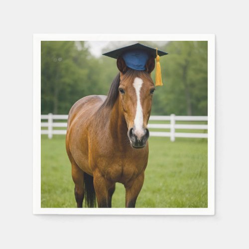 Horse Wearing a Navy Blue Graduation Cap Napkins