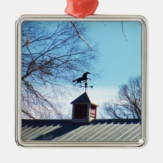 Horse Weather Vane Blue Sky Metal Ornament (Front)