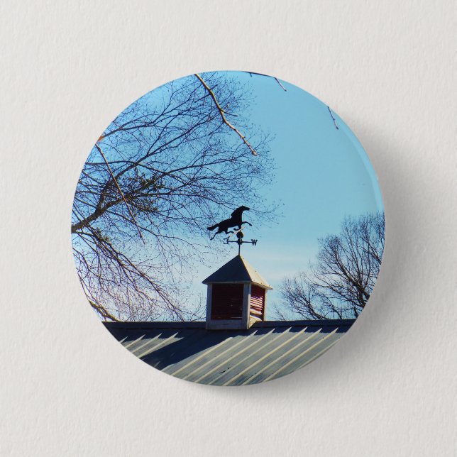 Horse Weather Vane Blue Sky Pinback Button (Front)