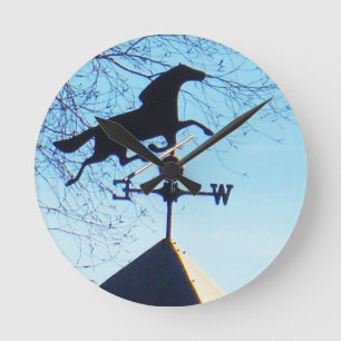 Horse Weather Vane Blue Sky Round Clock