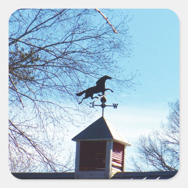 Horse Weather Vane Blue Sky Square Sticker (Front)