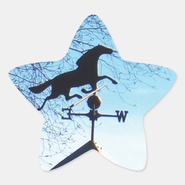 Horse Weather Vane Blue Sky Star Sticker (Front)
