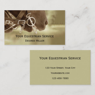 Horse Western Brown Green Equine Farm Business Card