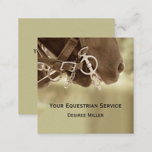 Horse Western Brown Green Equine Farm Square Business Card
