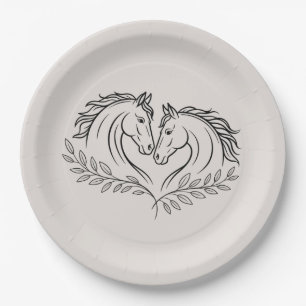 Horse Western Country Elegant Rustic Wedding Paper Plates