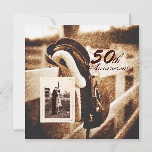 horse western cowboy 50th wedding anniversary invitation