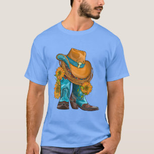 Horse Western Hat And Cowboy Boots With Sunflowers T-Shirt