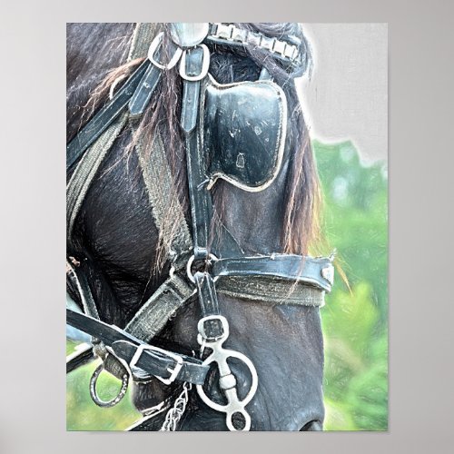 Horse Western Rustic Brown Green Country Style Poster