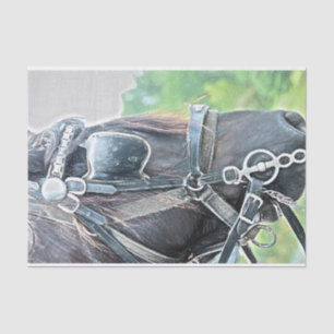 Horse Western Rustic Brown Green Decoupage Tissue Paper