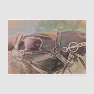 Horse Western Rustic Country Vintage Art Tissue Paper