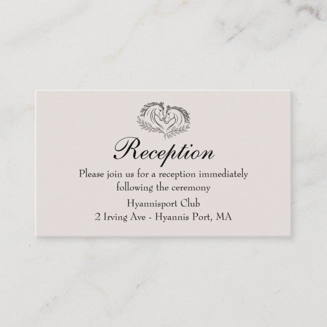 Horse Western Rustic Country Wedding Reception Enclosure Card (Front)