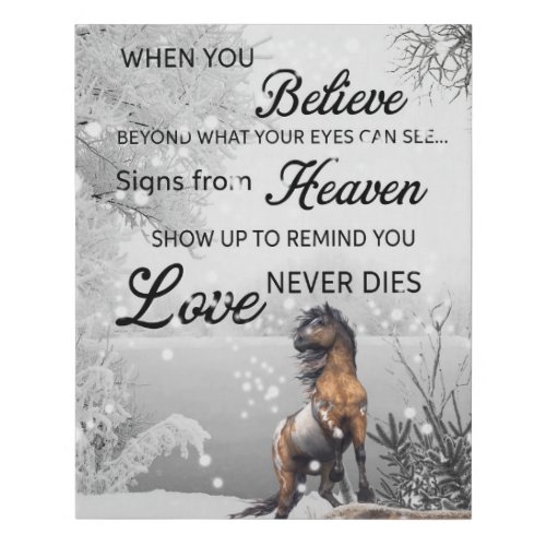 Horse When You Believe Sympathy Gifts Faux Canvas Print