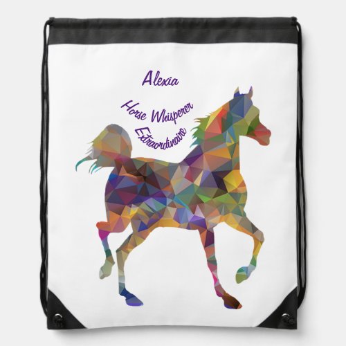 Horse Whisperer I Love Horses Personalize Name Drawstring Bag