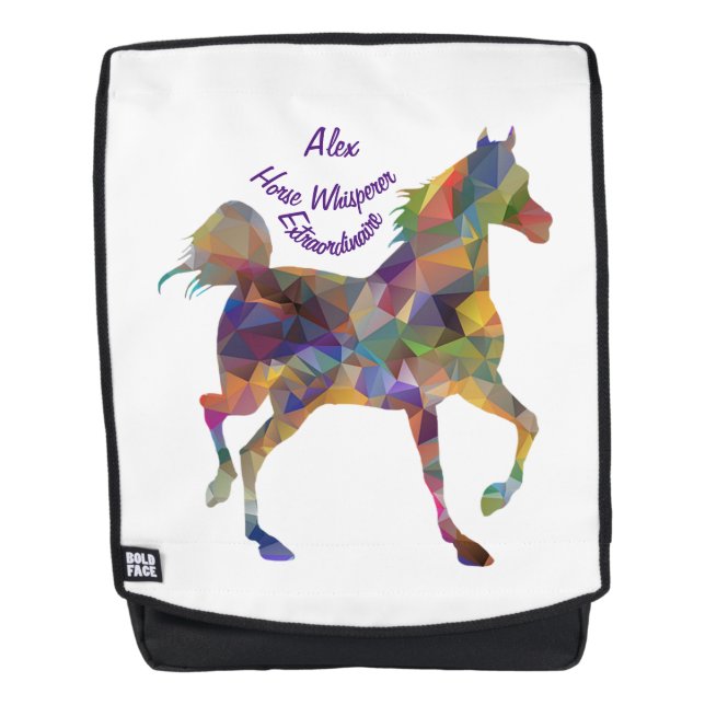 Horse Whisperer Snazzy Art Horse Personalize Backpack (Front)