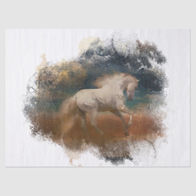 Horse White Andalusian Watercolor Tissue Paper (Front)