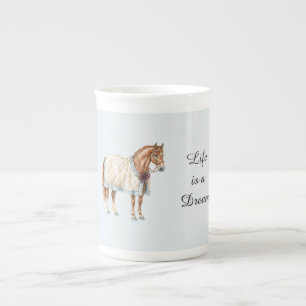 Horse White Blue Blanket Bone China Mug