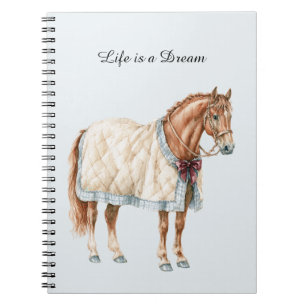 Horse White Blue Blanket Notebook